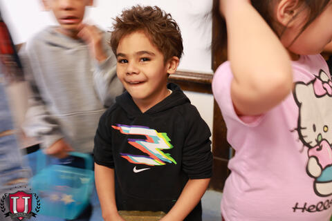 Student enjoying the easter egg hunt