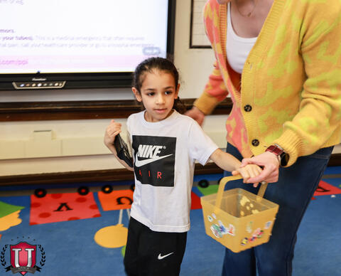 Student going around looking for eggs