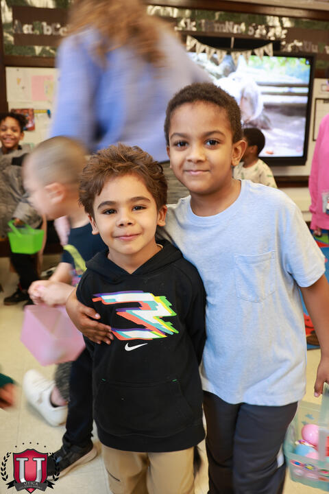 Students posing happily together