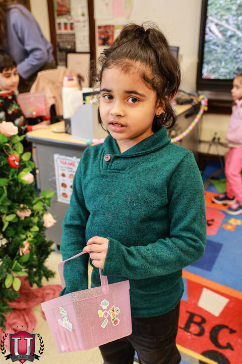 Student looking around for eggs