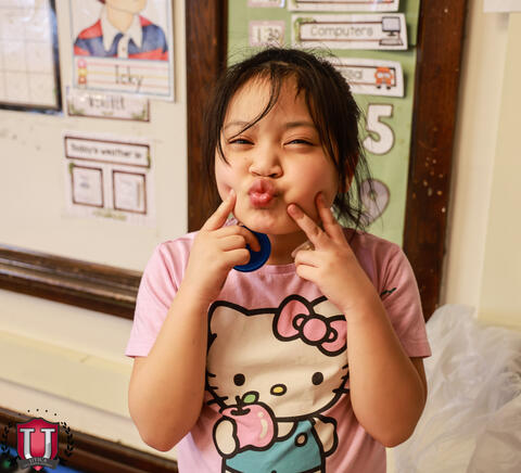 Student making a silly face