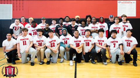 Mens lacrosse team posing together