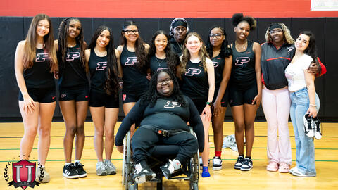 Small group of womens track and field