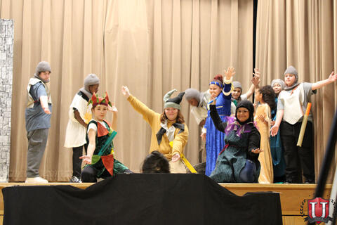 Students posing during the play 