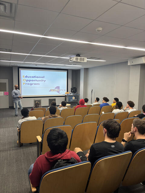 View from the back of the room of the group