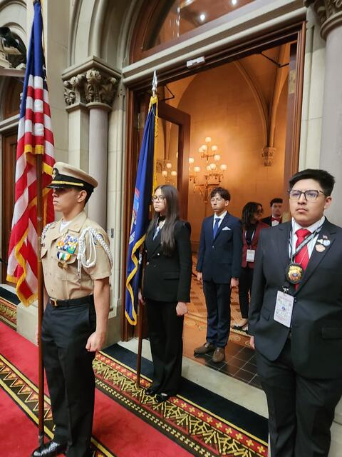 Students posing formally