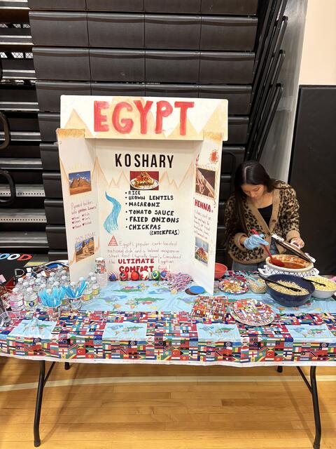 Table with a display of the Egyptian culture