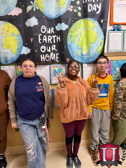 Three students happy and smiling