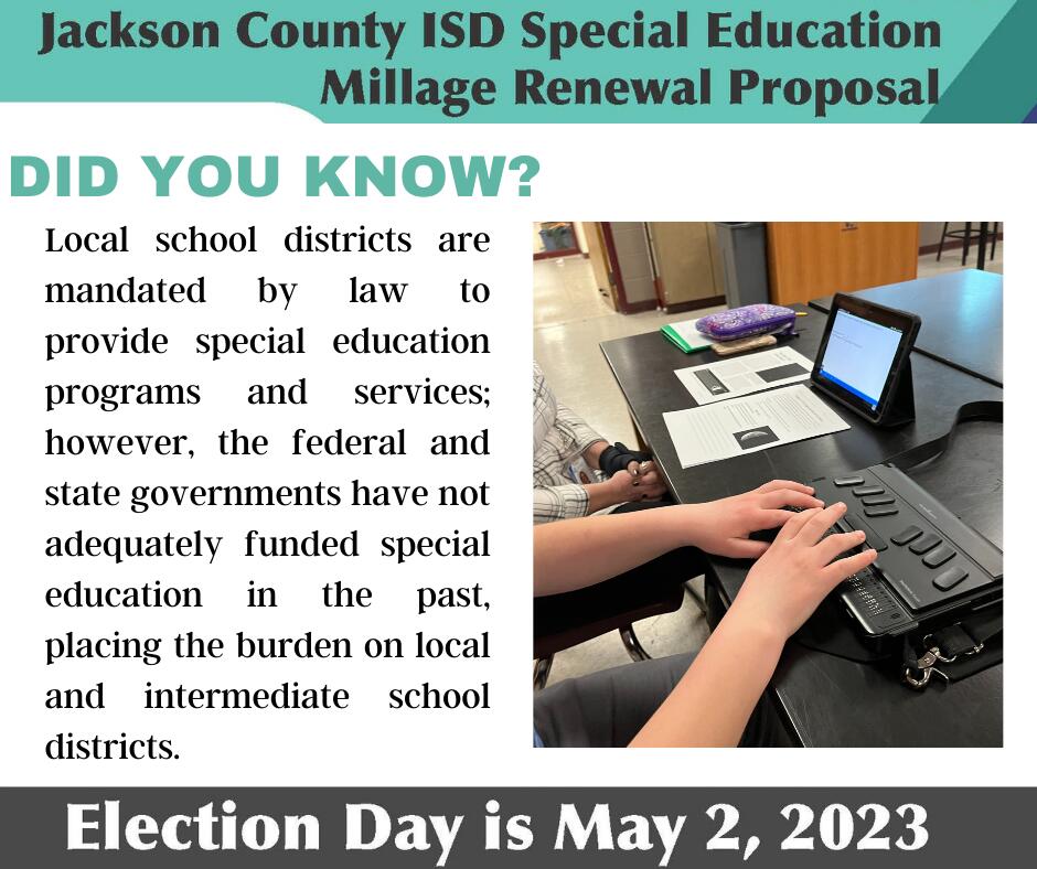 Special Education Millage Renewal - May 2, 2023 | Grass Lake Community  Schools
