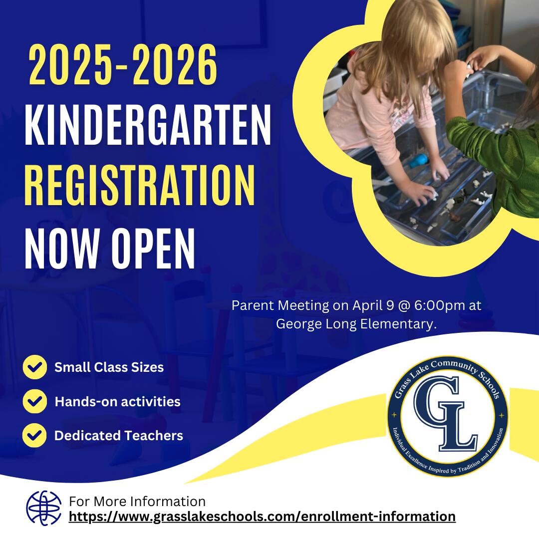 2025-2026 Kindergarten Registration | Grass Lake Community Schools