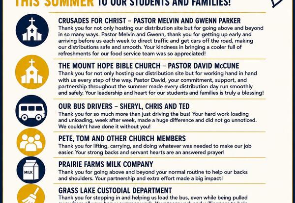 GL Summer Food Distribution Thank you flyer