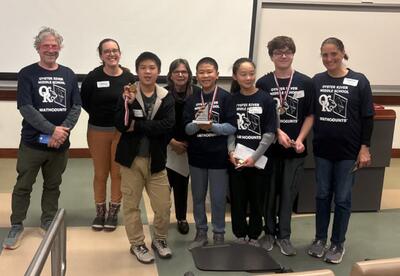 Group photo of the Oyster River Middle School MATHCOUNTS competition team.