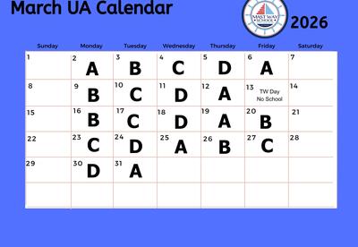 A graphic showing the March Unified Arts calendar.