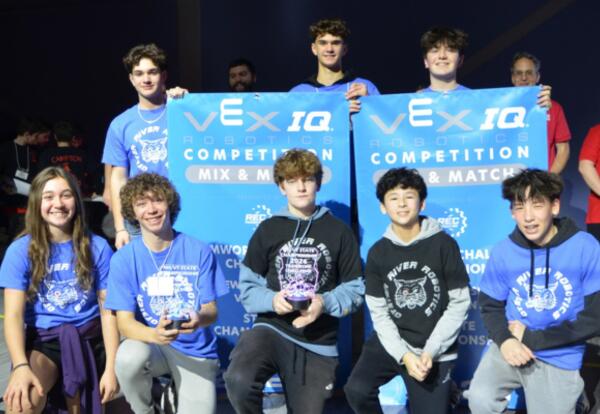 Photo of ORMS robotics teams 2820 A and D at the 2026 Robotics World Championship.