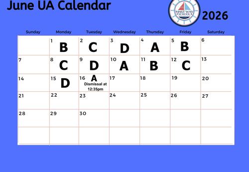A graphic showing the June Unified Arts calendar.