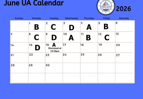 A graphic showing the June Unified Arts calendar.