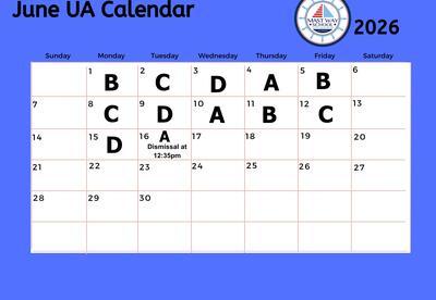 A graphic showing the June Unified Arts calendar.