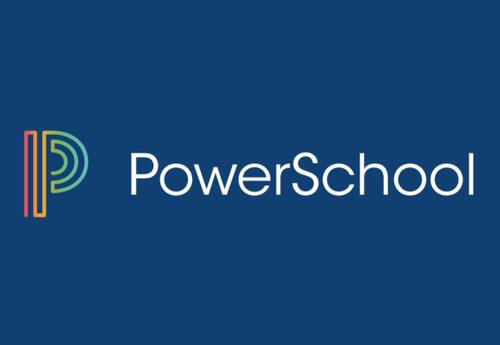 PowerSchool logo on a blue background.