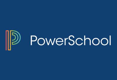 PowerSchool logo on a blue background.