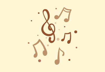 Musical notes on a yellow background.