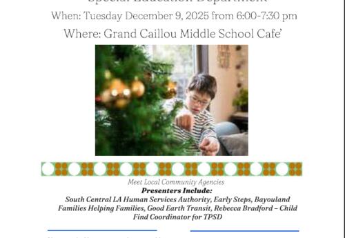 Special Education Family Resource Night Flyer
