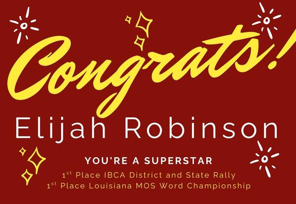 Congratulations Elijah!
