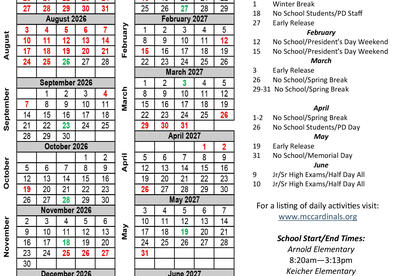 2026-2027 MC District Calendar