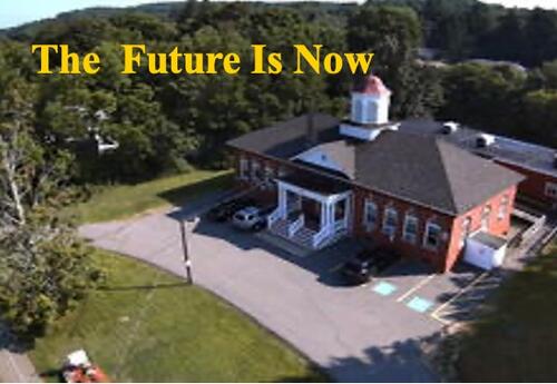 Picture of SAU 10 building with words "Future is Now"