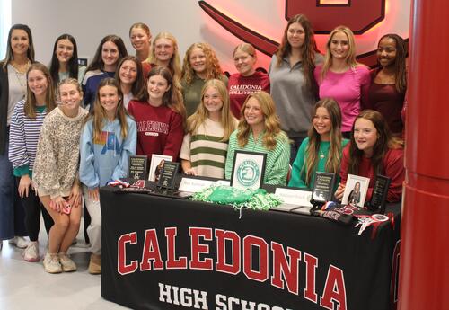 Caledonia High School senior volleyball players Addison Finch and Bes Sumrall
