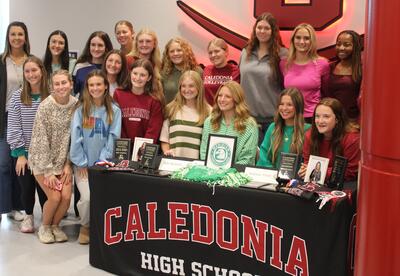 Caledonia High School senior volleyball players Addison Finch and Bes Sumrall