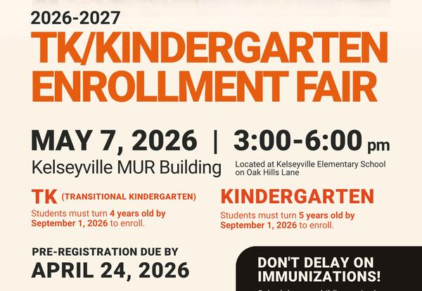 TK/Kindergarten Enrollment Fair flyer