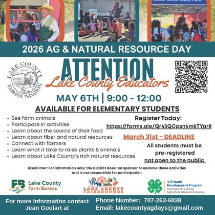 Students Invited to 2026 Ag & Natural Resource Day