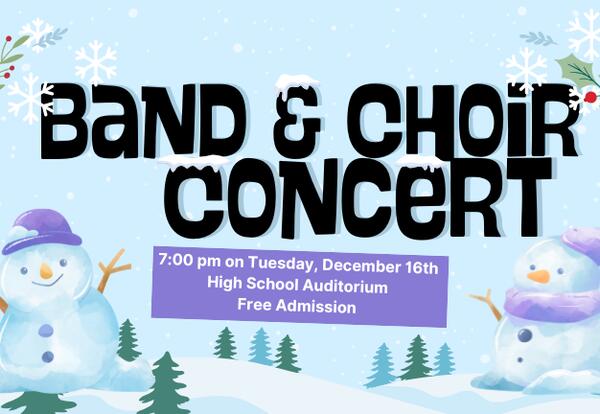 Winter Concert!  Tuesday, December 16th @ 7:00pm - OJSHS Auditorium - Free Admission