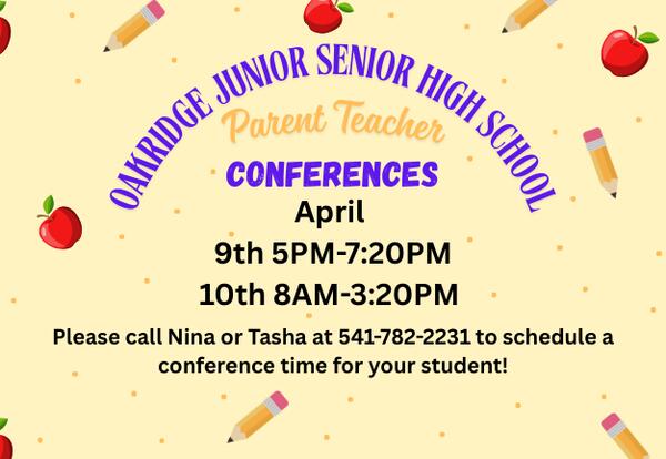 Parent-Teacher Conferences @ OJSHS - April 9-10, 2026