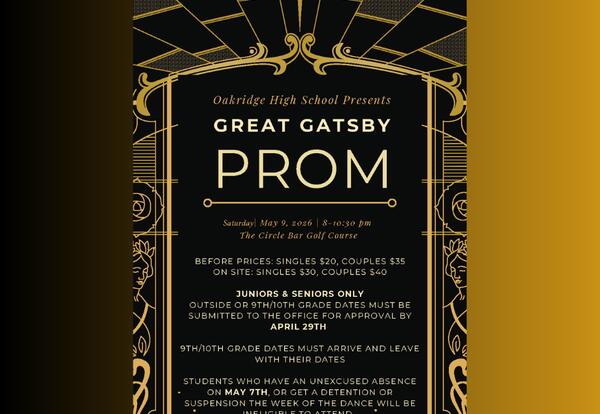 Great Gatsby Prom - Saturday, May 9 @ The Circle Bar Golf Course 8-10:30pm