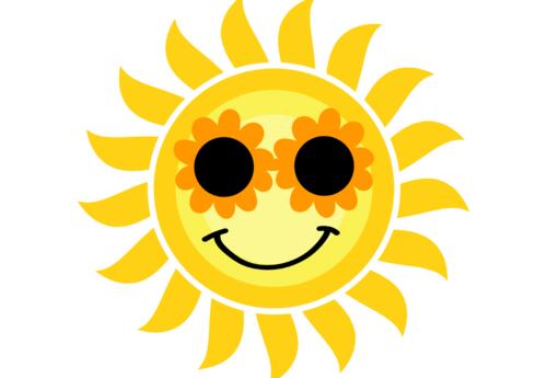 graphic smiling sun with sunglasses