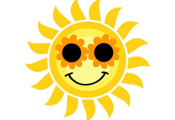 graphic smiling sun with sunglasses