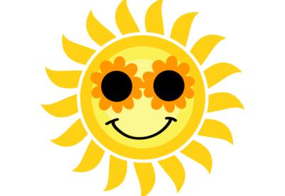 graphic smiling sun with sunglasses