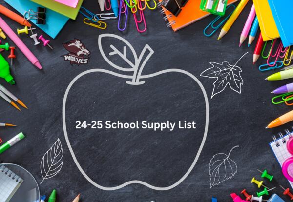 The image shows the title of 24-25 School Supply Lists