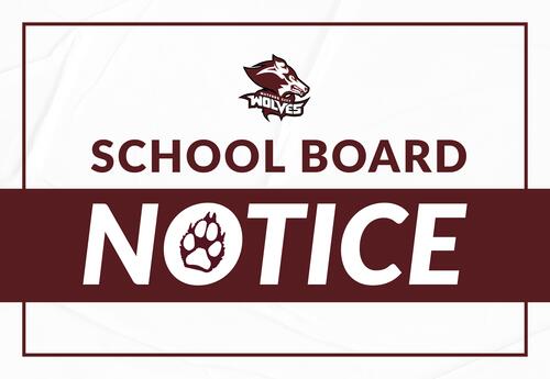 School Board Notice with Wolves mascot