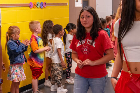 A senior at St. Bernard-Elmwood Place walks by during the annual senior walk. 