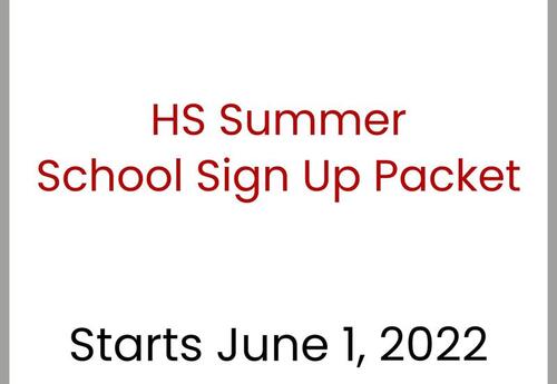 Summer School Sign up packet