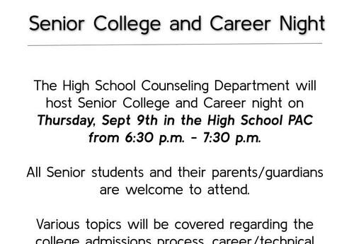 College and Career night flyer