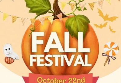 pumpkin with "Fall Festival - October 22nd"