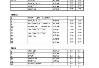 Softball Schedule