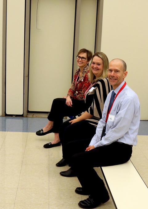 Current District 64 employees attend a breakfast in honor of retired employees.