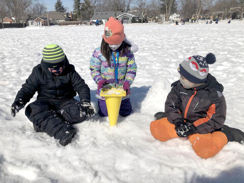 Carpenter students build snow creations during the last week of February 2021.