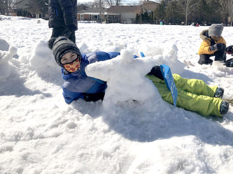 Carpenter students build snow creations during the last week of February 2021.