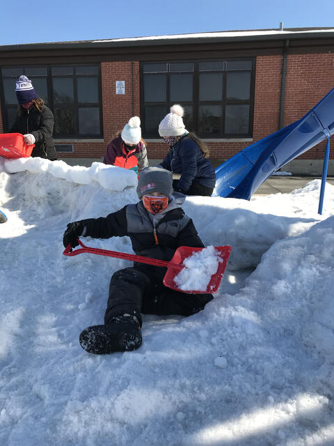 Carpenter students build snow creations during the last week of February 2021.