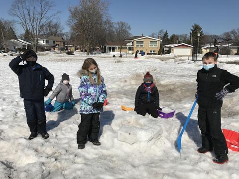 Carpenter students build snow creations during the last week of February 2021.